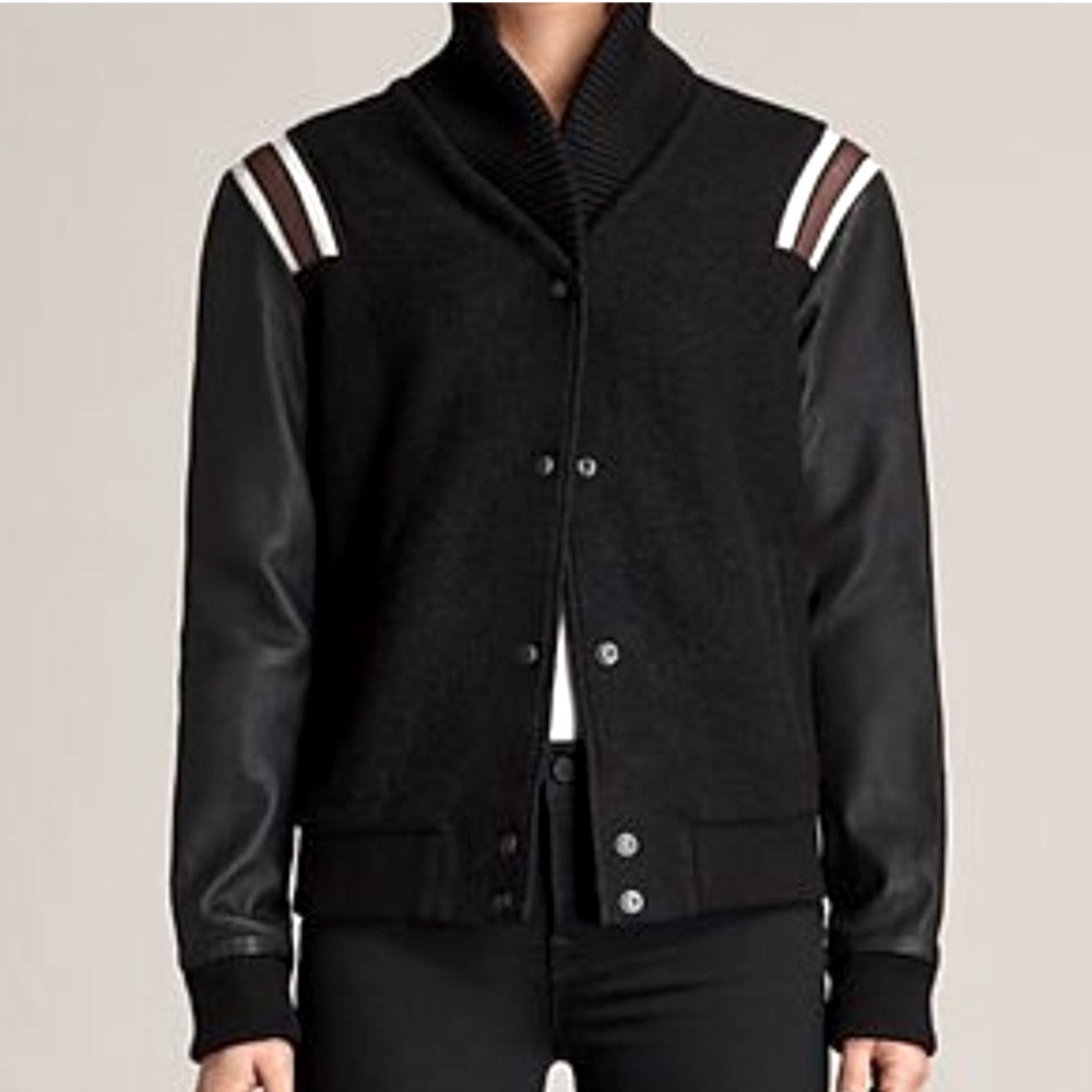 All Saints Bordin Striped Varsity Jacket